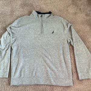Nautica Men’s Gray Fleece Quarter Zip Pullover Large